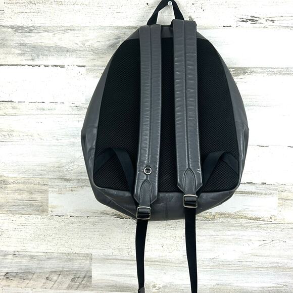 Coach Charles Gray Blue Striped Leather Backpack Men’s Designer Bag - Picture 4 of 10